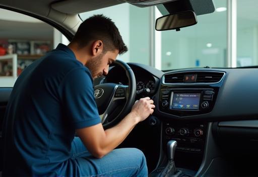 GlassHouse team member meticulously detailing a car's interior
