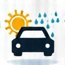 Sun and rain icons symbolizing seasonal car care needs